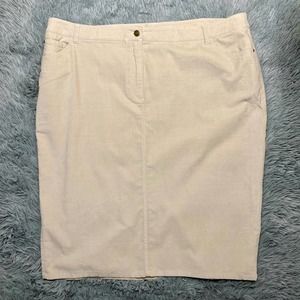 Boden Cotton Velvet Midi Skirt Pockets Zipper Cream UK 22L US 18L